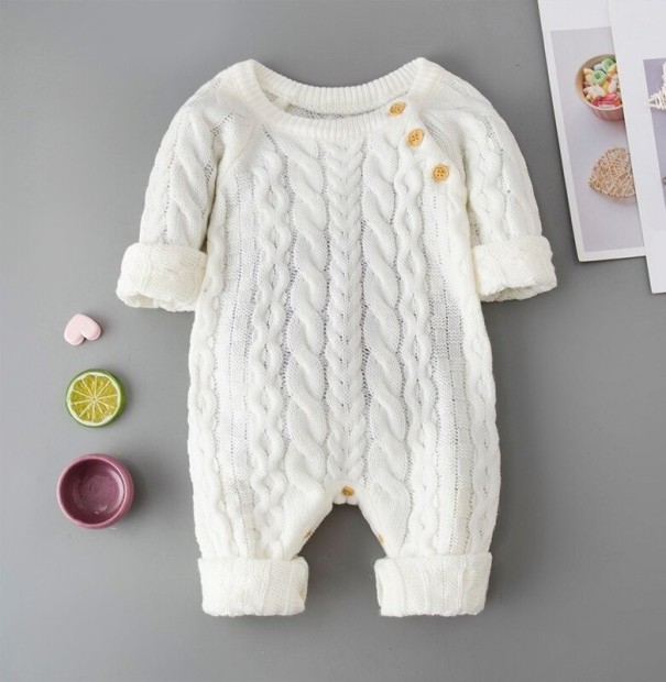Dojčenský pletený overal T2669 biela 3-6 mesiacov