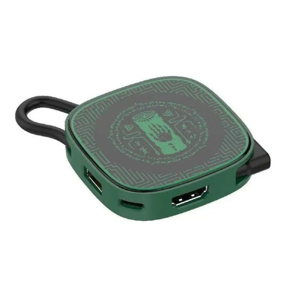 Dokovací stanice zelená 3v1 USB-C 2. generace 60 × 60 × 13 mm 4K 60Hz USB 3.0 5Gbps PD100W Pro Switch 2 Notebooky Telefony Tablety Rychlé nabíjení a přenos obrazu 1