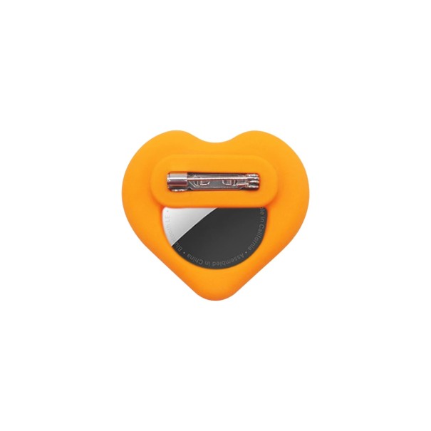 Dold hållare för Apple AirTag för barn och seniorer Silikonfodral hjärta med säkerhetsnål och vattentåligt skydd med trådkabel för bagage orange