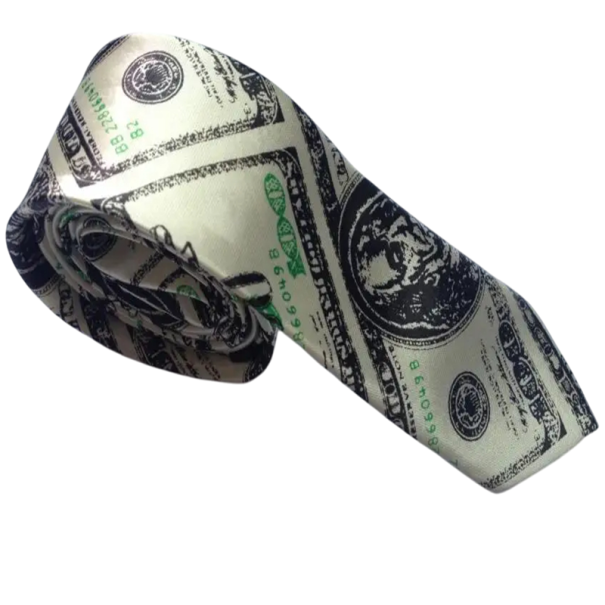 Dollar Pattern Tie 145 x 5 cm Elegant Men's Tie with Dollar Banknote Motif Stylish Accessory for Parties Costume Tie 1