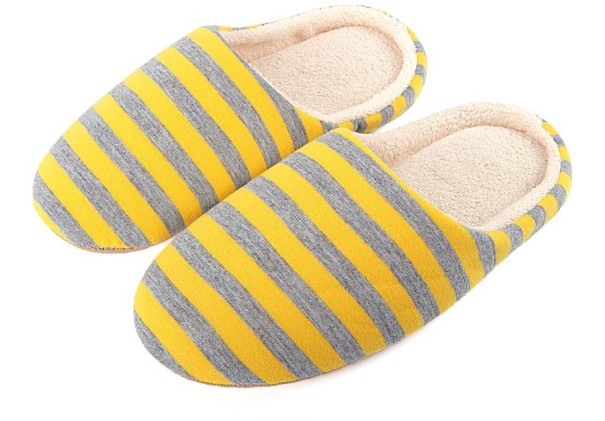 Domácí pruhované pantofle žlutá pánská