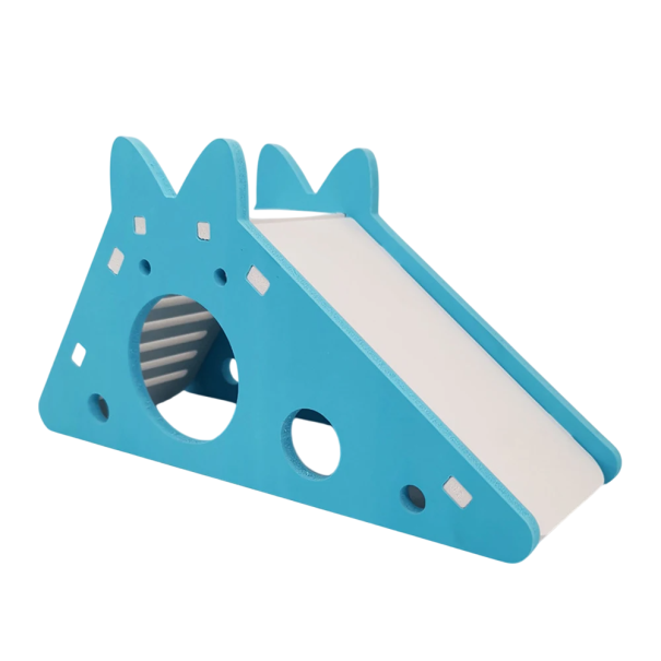 Domeček pro křečka 18,3 x 7 x 9,7 cm Barevný plastový domek s klouzačkou a schůdky Hračky pro hlodavce Doplňky do klece Zábava pro křečky modrá