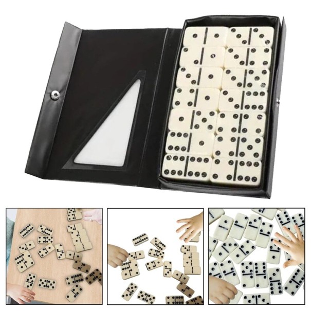 Domino-setti kannettavassa kotelossa 9 x 15 cm Domino-peli lapsille ja aikuisille Perinteinen juhlapeli Käytännöllinen pakkaus matkalle 1