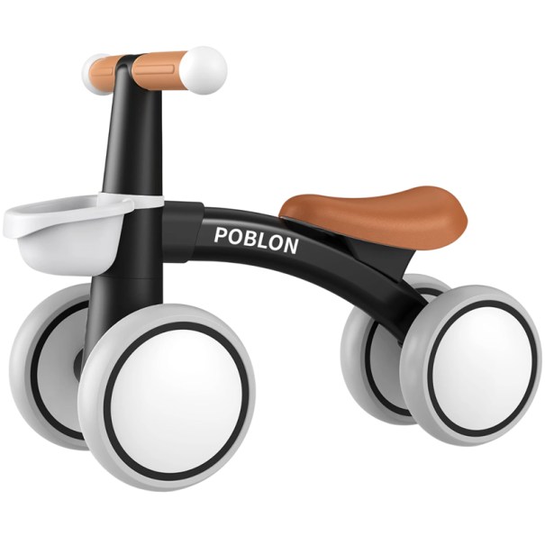 Dondolo per bambini con limite di sicurezza nella direzione 135° 25,5x21,9x54,5 cm plastica 4 ruote per bambini piccoli e neonati nero