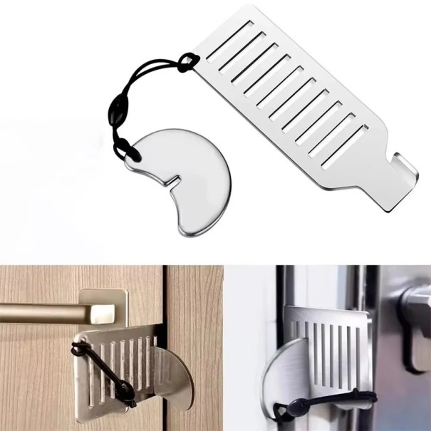 Door Security Stopper 8 x 3 x 1.3 cm Portable Stainless Steel Anti-Burglary Lock Travel Door Lock 1