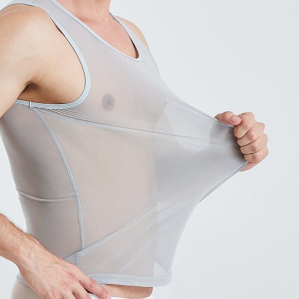 Doorschijnend tanktopje voor heren T1972 grijs XS