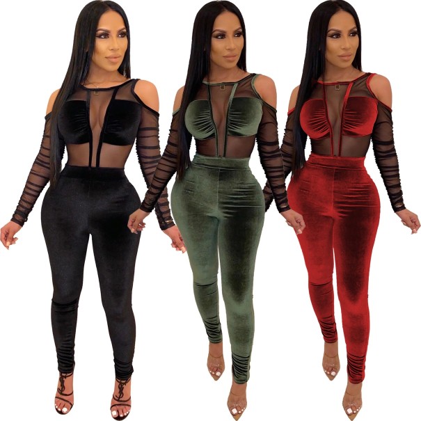 Doorschijnende suède jumpsuit voor dames