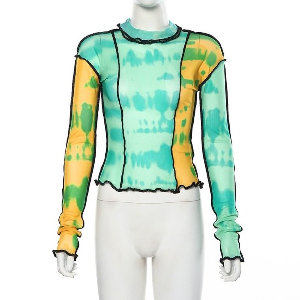 Doorschijnende top voor dames groen XS