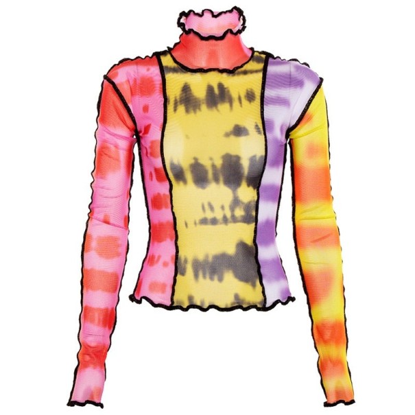 Doorschijnende top voor dames roze XS