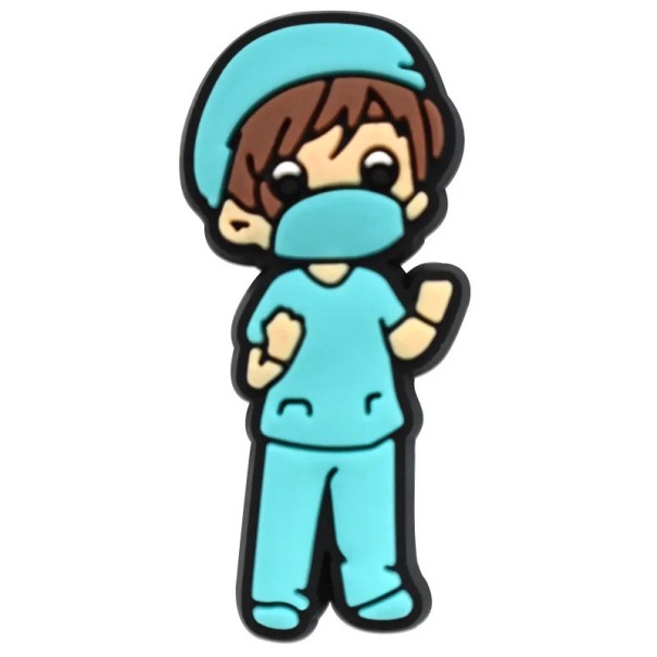 Doplněk na crocsy chirurg postavička 2–3 cm PVC modrá zdravotnický motiv ozdoba na obuv crocs zdravotník dekorace 1