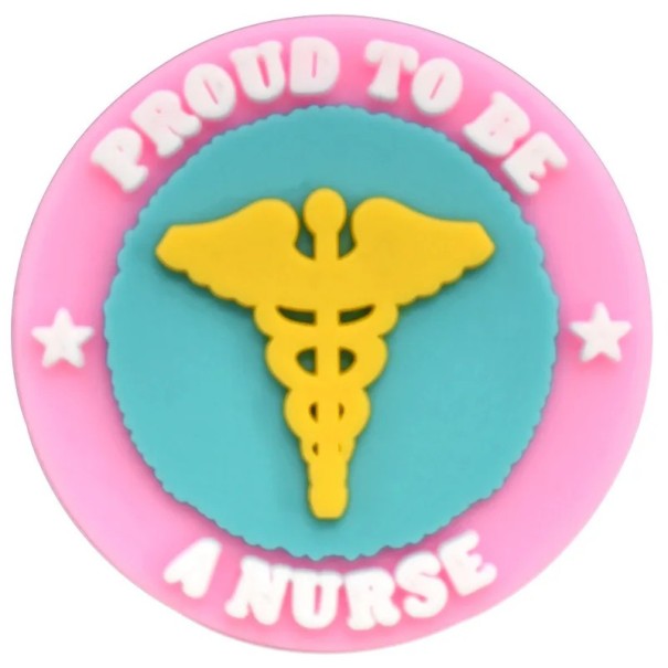 Doplněk na crocsy zdravotnický symbol 2–3 cm PVC růžová modrá žlutá ozdoba na boty crocs dekorace obuvi zdravotní motiv 1