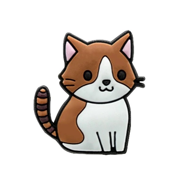 Doplněk pentru crocsy pisică PVC ornament pentru pantofi crocs decorare încălțăminte motiv animal element drăguț pentru încălțăminte maro-alb