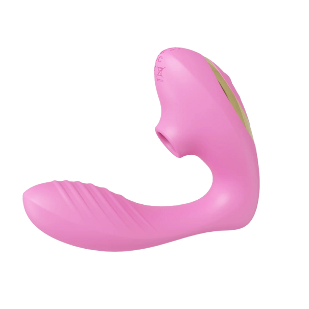 Doppelstimulations-Druckvibrator, Vibrator mit 10 Vibrations- und Druckmodi, Sexspielzeug für Frauen, 13,8 x 11,5 cm rosa