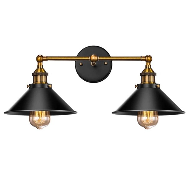 Doppelte Deckenleuchte Retro industrielle konische Schirme Metall schwarz Fassung E27 für Schlafzimmer Wohnzimmer Cafés und Restaurants