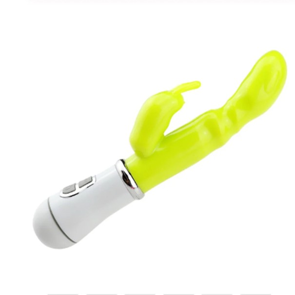 Doppelvibrator mit Rabbit-Head-Stimulator, 12 Vibrationsmodi, zur G-Punkt-Stimulation und Vaginalmassage, Silikonoberfläche, verschiedene Farben, diskrete Verpackung gelb