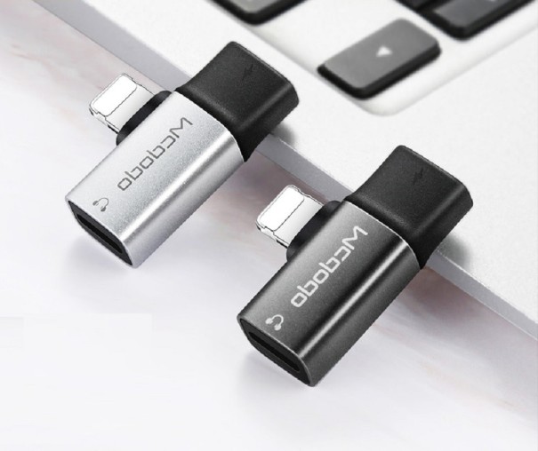 Doppio adattatore per Apple iPhone Lightning K102 argento