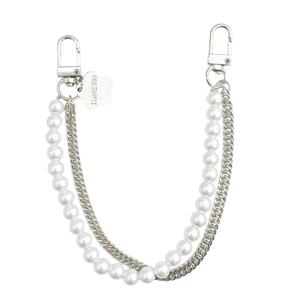 Doppio collier di perle per borsa 26 cm Imitazione perle Lega di metallo Elegante tracolla per borsa manico sostitutivo accessorio moda 1