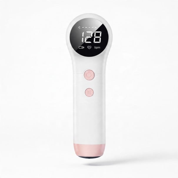 Doppler fetal portátil e estetoscópio ultrassónico com display LCD e frequência cardíaca a pilhas AA Branco-rosa Para grávidas 1
