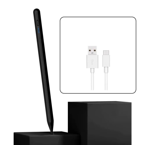 Dotyková pera pro Android a iOS s dotykovým zapínáním, magnetickým uchycením a LED indikátorem stavu baterie černá