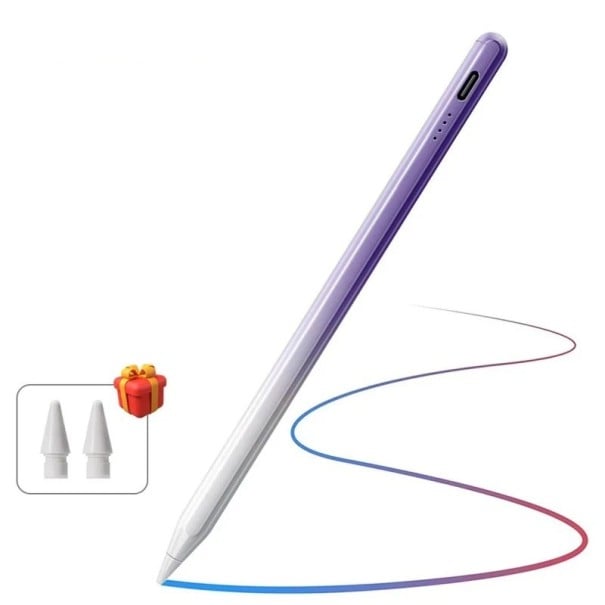 Dotykové pero pro iPad 2018–2024 Ignorování dotyku dlaně Magnetické uchycení Stylus bez Bluetooth Rychlé nabíjení fialová