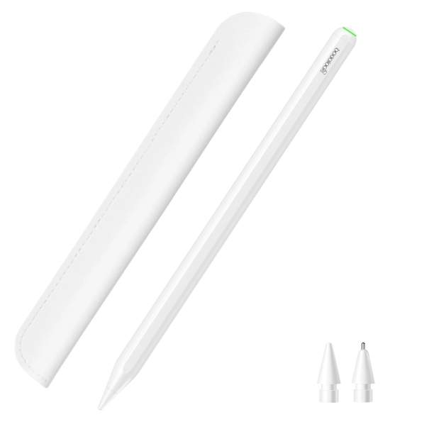 Dotykové pero pro iPad Dotykový stylus s bezdrátovým nabíjením Magnetické dotykové pero se dvěma náhradními hroty a obalem LED indikátor baterie Kompatibilní s Apple bílá