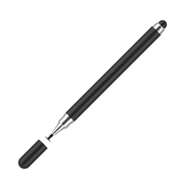 Dotykové pero s diskovým a silikónovým hrotom pre mobil a tablet, pasívne ovládanie bez batérie, citlivá presná reakcia čierna