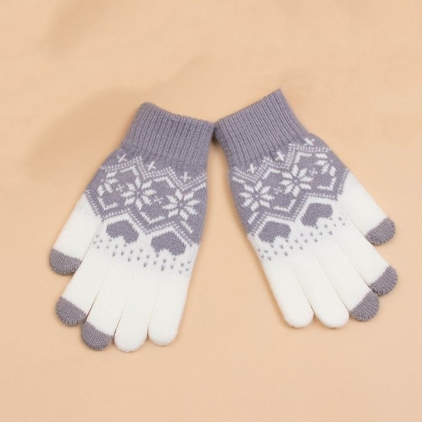 Dotykové rukavice s vianočným vzorom sivá