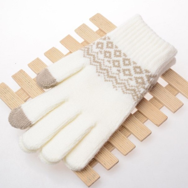 Dotykové rukavice se vzorem bílá