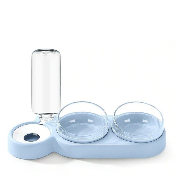 Double bol avec réservoir d'eau bleu