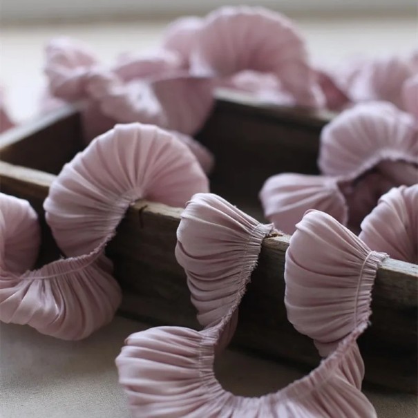 Double Layer Pleated Ruffle Ribbon 5 cm Length 91 cm Viscose Nylon Decorative Ruffle Tape Decorative Trim for Sewing and Crafting dark pink