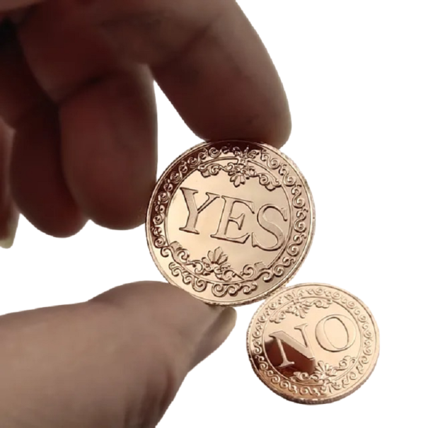 Double-Sided Metal Coin 2.5 cm with Yes and No Inscriptions on Each Side Decision-Making Coin Yes and No Collectible Gold-Plated Coin Rose Gold