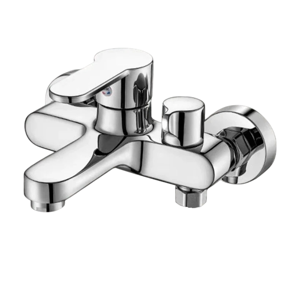 Douchekraan voor de badkamer met mengventiel en drievoudige kraan Warm en koud water Douche set met schakelaar voor het bad zilver