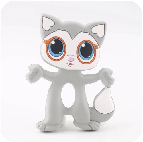 Doudou en silicone en forme de chat J874 gris