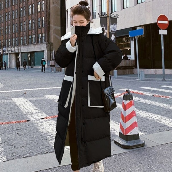 Doudoune longue d'hiver pour femmes P1726 noir XXL