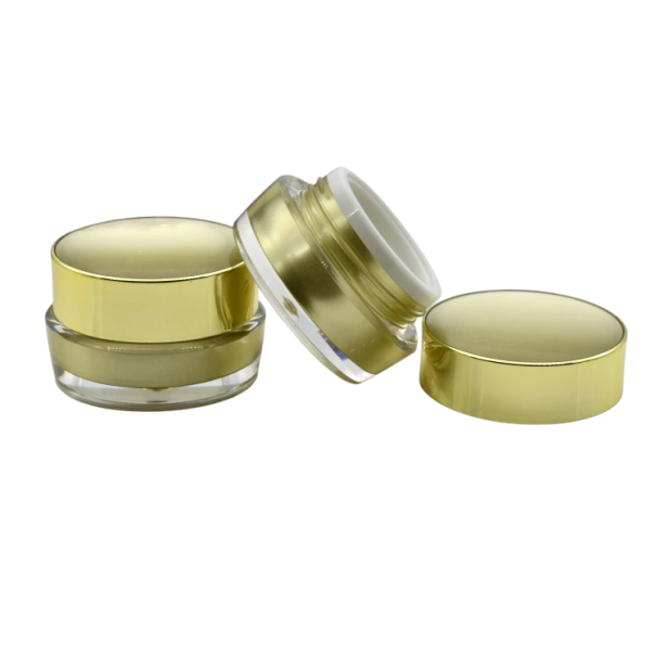 Dóza de plástico para crema con tapa de rosca 30 g recipiente práctico de plástico para cosméticos para almacenar cremas y bálsamos en casa y de viaje dorado