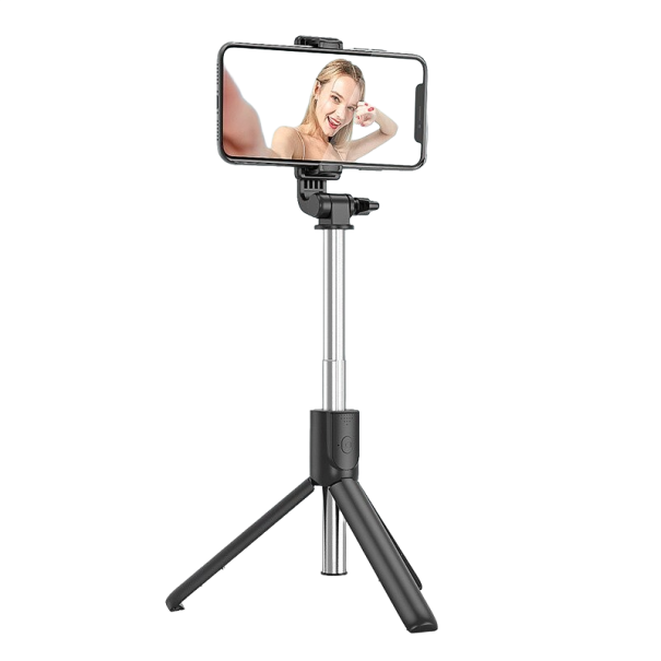 Draadloos ministatief met selfiestick wit