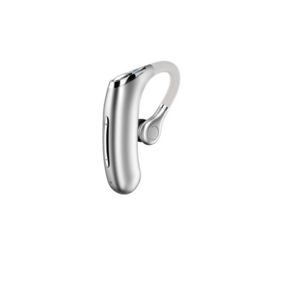 Draadloze bluetooth 5.0 oordop met haak en microfoon Handsfree voor telefoneren Gevoeligheid 99 dB Oplaadkabel in de verpakking zilver