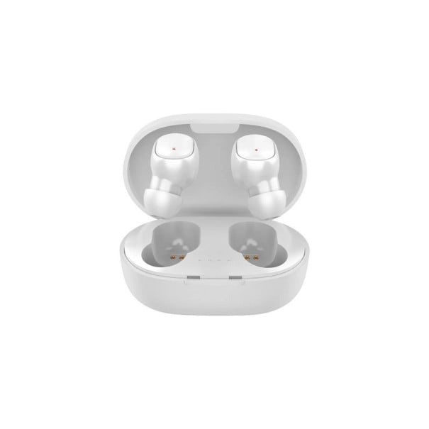 Draadloze Bluetooth-hoofdtelefoon met microfoon, handsfree draadloze hoofdtelefoon met oplaadcassette, waterdichte hoofdtelefoon met rubberen wit