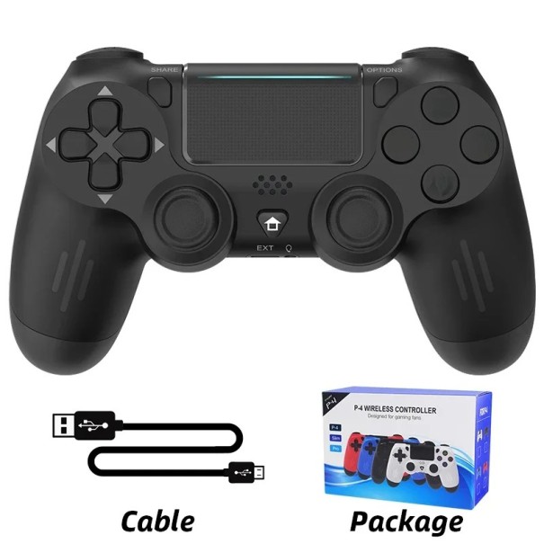 Draadloze controller voor PS4/PC/iOS/Android Zwarte of witte Bluetooth-gamepad met vibratie, gyroscoop, audioaansluiting en RGB-licht zwart