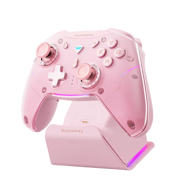 Draadloze gamecontroller met Hall-effect joystick en Bluetooth voor Switch en pc roze