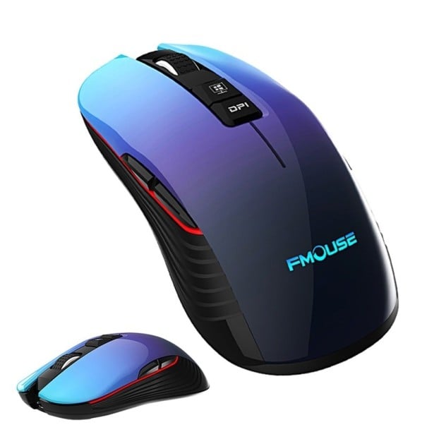 Draadloze gaming muis 3600 DPI met USB ontvanger 2,4 GHz Ingebouwde oplaadbare batterij 750 mAh Acht knoppen 126 x 66 x 38 mm Blauwpaars 1