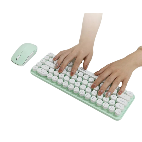 Draadloze toetsenbord en muis MOFII 68 toetsen compacte set meerkleurige uitvoering voor kantoor thuis laptop PC groen