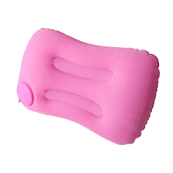 Draagbaar opblaasbaar kussen 43x28x10 cm Nek- en rugondersteuning Reiskussen met ventiel Lichtgewicht opvouwbaar 120 g Ontspanning voor in het vliegtuig roze