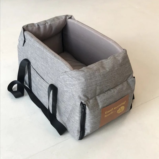 Draagbare autostoel voor honden en katten 42 x 22 cm, veilige en comfortabele transportbox voor kleine en middelgrote dieren in de auto grijs