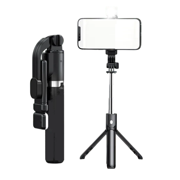 Draagbare Bluetooth selfiestick met lichtstatief 103 cm intrekbare telefoonhouder 7,2-9,2 cm afstandsbediening iOS Android