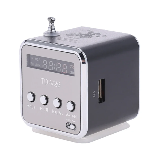 Draagbare digitale FM-radioluidspreker met LCD-scherm, 3W MP3-speler, TF-kaart, USB-miniradio-ontvanger, oplaadbaar, 600 mAh LED-audioslot, 32 GB zwart