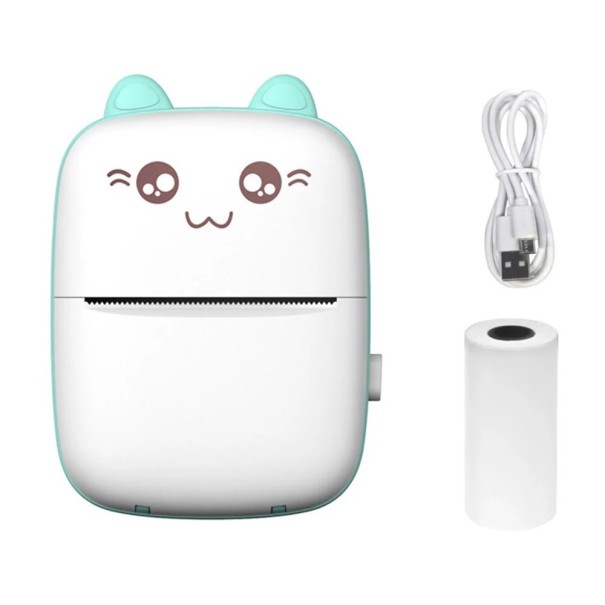 Draagbare mini bluetooth printer, zwart-wit printen, thermische printer voor mobiele telefoon blauw
