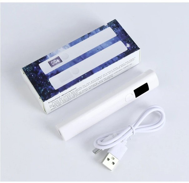 Draagbare mini LED UV-nageldrogerlamp, 3W, USB-oplaadbaar, 250mAh, compact ontwerp, 20/60s timer, snel uithardende gellakken