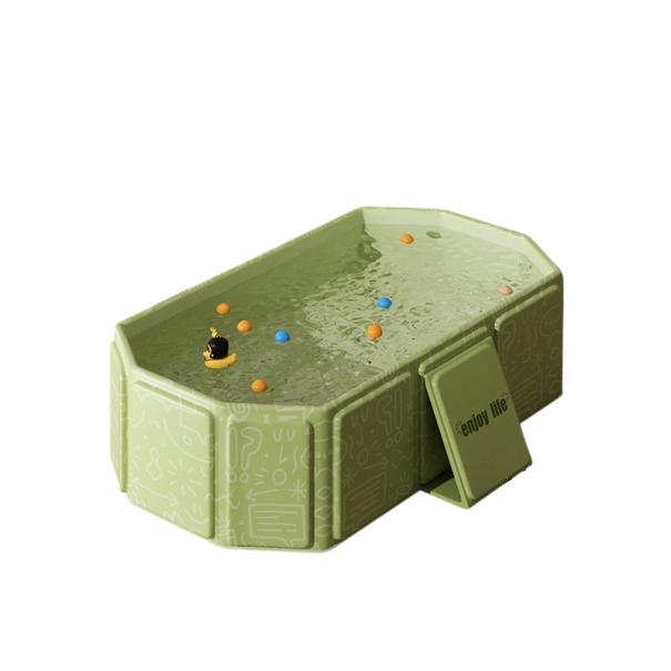 Draagbare opvouwbare babybad groen-wit reisbad van ecologisch PVC veilig voor gevoelige huid lichte bad voor baby's en kinderen groen