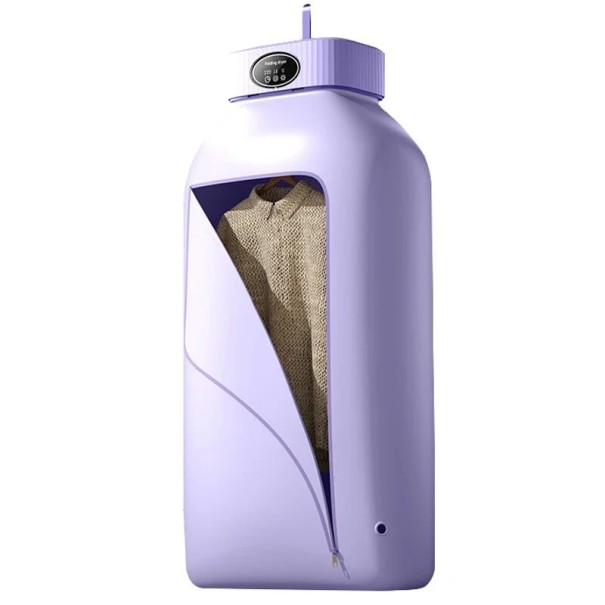 Draagbare reis-heteluchtdroger, opvouwbare droger met touchscreen, 220V 600W, hangende wasdroger met UV-straling, 22 x 125 cm paars